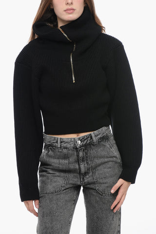 Double Layer Cropped Pullover with Turtleneck