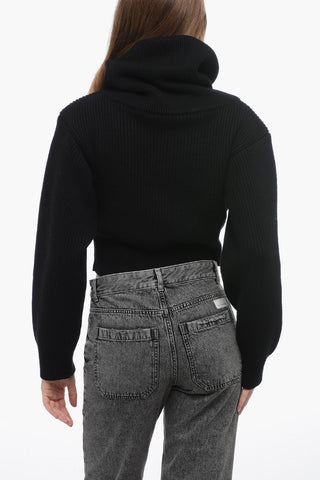 Double Layer Cropped Pullover with Turtleneck