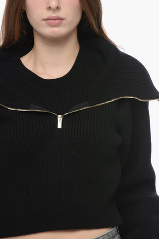 Double Layer Cropped Pullover with Turtleneck