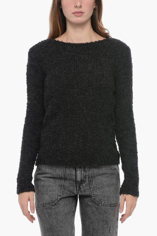 Pullover in Lana Bouclè con Ampia Scollatura