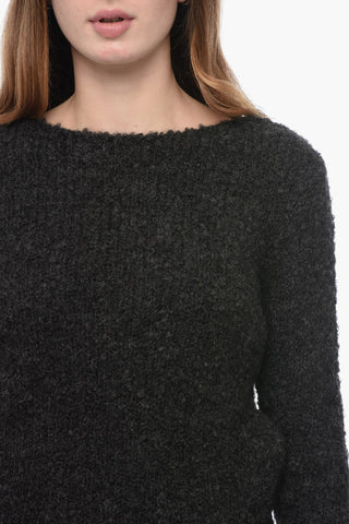 Pullover in Lana Bouclè con Ampia Scollatura