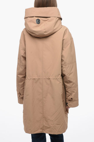 Hidden Closure Down Jacket with Embossed Logo