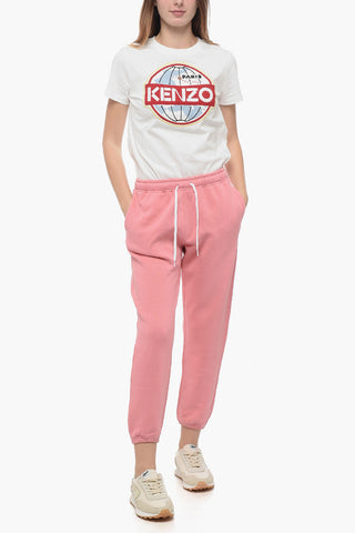 Fleece Cotton Blend Sweatpants with Cuffs