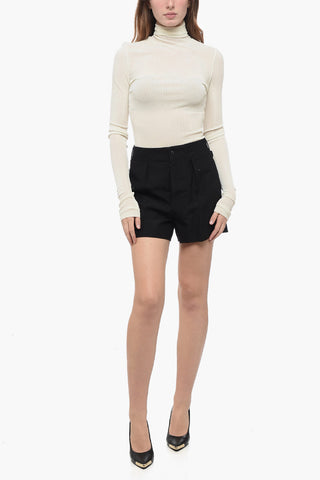 MM0 Wool-Blend Shorts with One Pleat