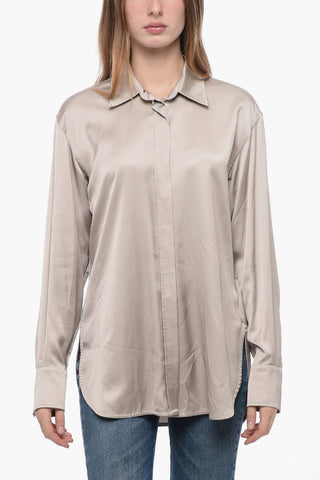 Satin Boyfriends Fit Shirt with Logo