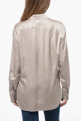 Satin Boyfriends Fit Shirt with Logo