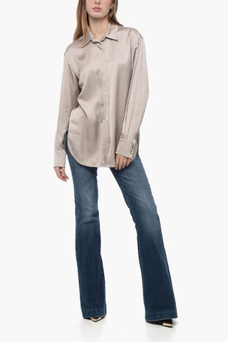 Satin Boyfriends Fit Shirt with Logo