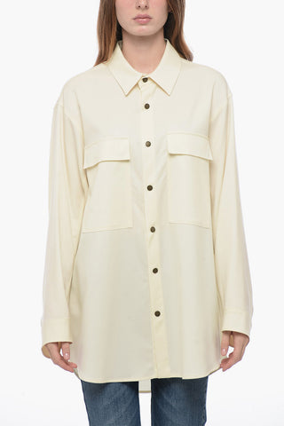 Camicia in Fresco Lana con Fit Oversize