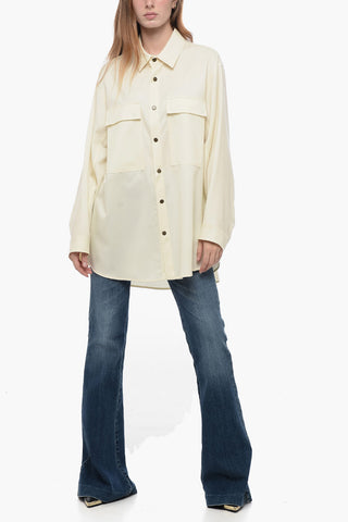 Camicia in Fresco Lana con Fit Oversize