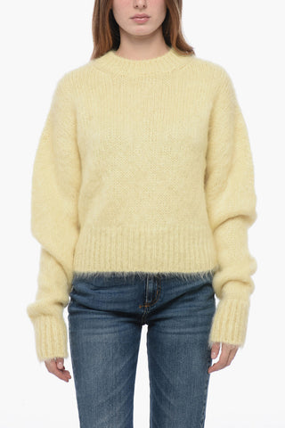 Maglia a Spalla Scesa con Effetto Fuzzy