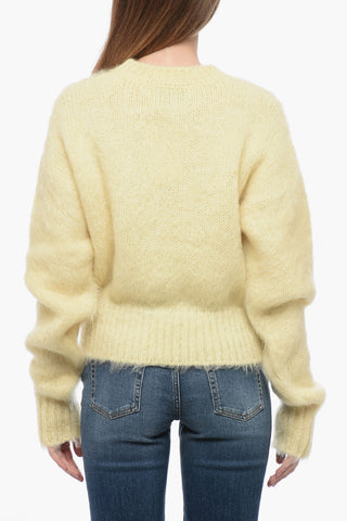 Maglia a Spalla Scesa con Effetto Fuzzy