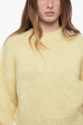Maglia a Spalla Scesa con Effetto Fuzzy