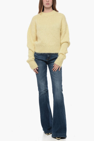 Maglia a Spalla Scesa con Effetto Fuzzy