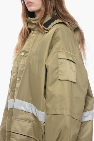 Gesteppter Oversize-Regenmantel Mit Reflektierendem Detail