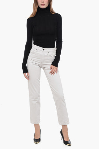 Jeans a Vita Alta in Denim Leggero 17cm