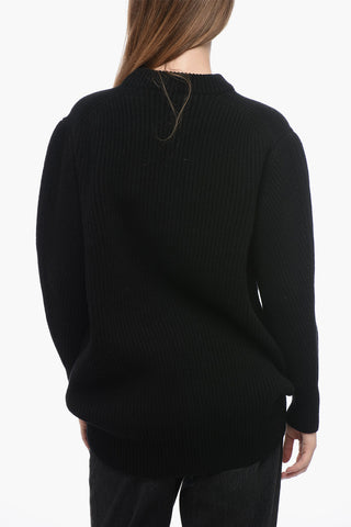 Ribbed Oversized Pullover with Embroidered Detailing