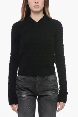 Blended Cashmere Sweater with Geometric Embroideries