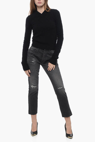 Blended Cashmere Sweater with Geometric Embroideries