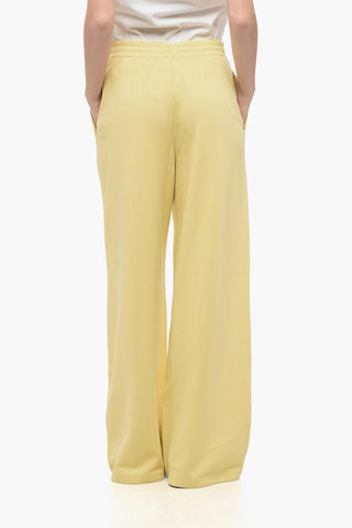 Brushed Cotton Wide-Leg Joggers with Patch Logo