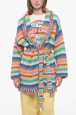 Knitted RAINBOW Cardigan with Frindge Detailing