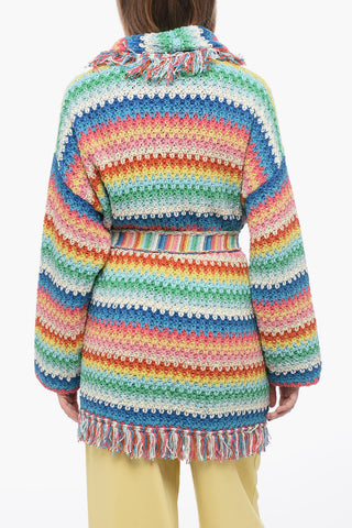 Knitted RAINBOW Cardigan with Frindge Detailing