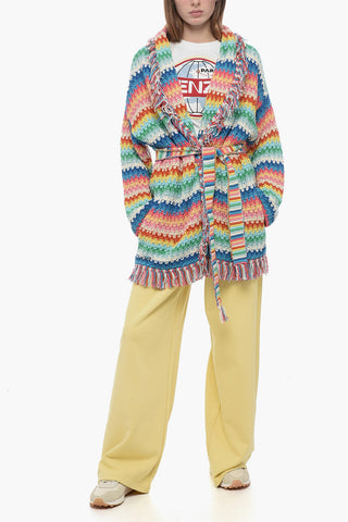 Knitted RAINBOW Cardigan with Frindge Detailing
