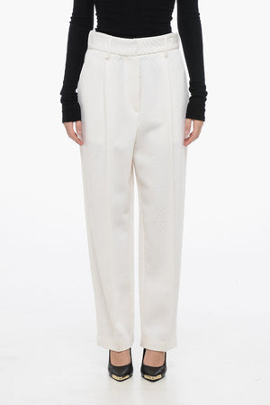 Pantaloni a 1 Pince in Cotone e Lana Vergine