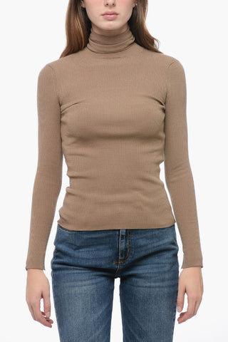 S Virgin Wool Ribbed Sweater with Turtleneck
