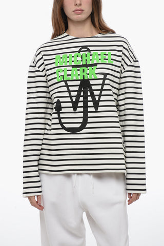 JW ANDERSON x MICHAEL CLARK Striped Sweatshirt with Flocked Print