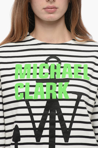 JW ANDERSON x MICHAEL CLARK Striped Sweatshirt with Flocked Print