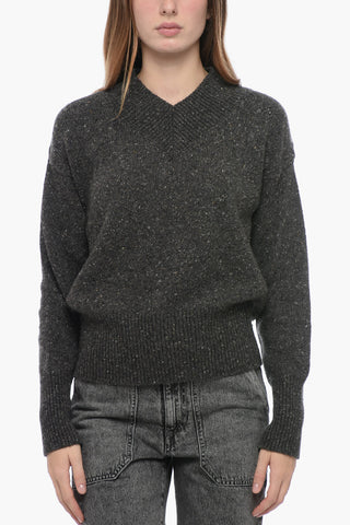 Pullover in Tweed di Cashmere con Scollo a V
