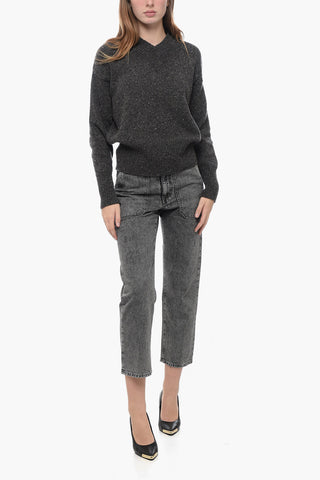 Pullover in Tweed di Cashmere con Scollo a V