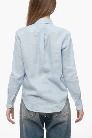 Camicia in Lino Relaxed Fit con Logo Ricamato