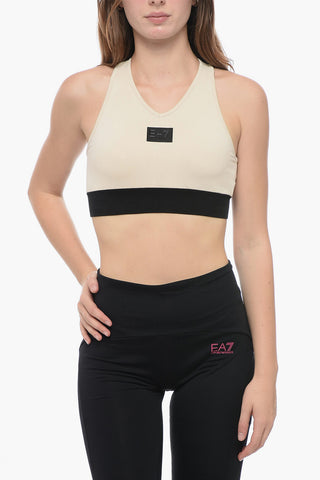 EMPORIO EA7 VENTUS Two-Tone Active Crop Top with Removable Inserts