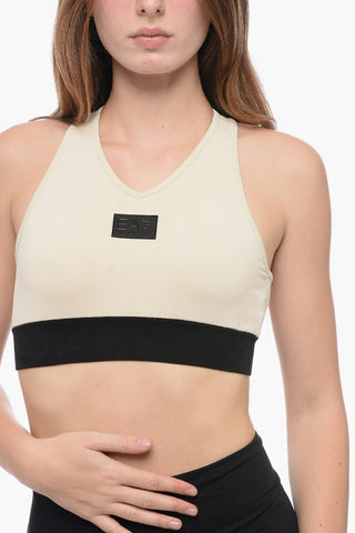 EMPORIO EA7 VENTUS Two-Tone Active Crop Top with Removable Inserts