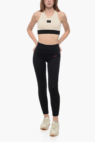 EMPORIO EA7 VENTUS Two-Tone Active Crop Top with Removable Inserts