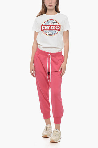 Fleece Cotton Blend Sweatpants with Cuffs