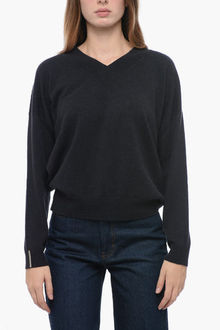 Relaxed Fit Sweater with V Neck