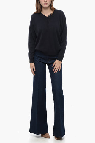 Relaxed Fit Sweater with V Neck