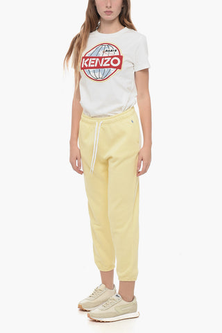 Fleece Cotton Blend Sweatpants with Cuffs