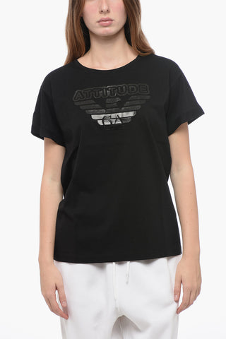 EMPORIO Crew Neck ATTITUDE T-Shirt with Ton sur Ton Logo