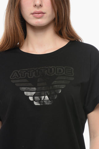 EMPORIO Crew Neck ATTITUDE T-Shirt with Ton sur Ton Logo