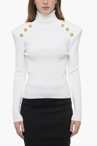 Turtleneck Sweater with Padded Shoulders