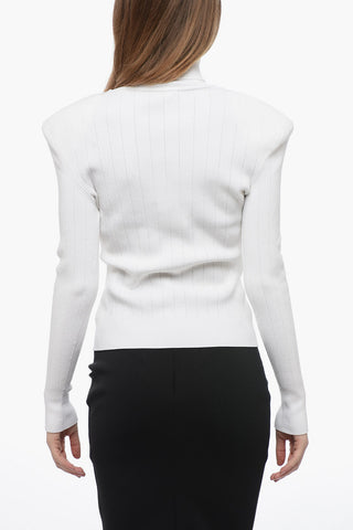 Turtleneck Sweater with Padded Shoulders