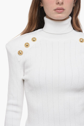 Turtleneck Sweater with Padded Shoulders