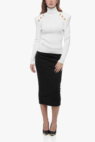 Turtleneck Sweater with Padded Shoulders