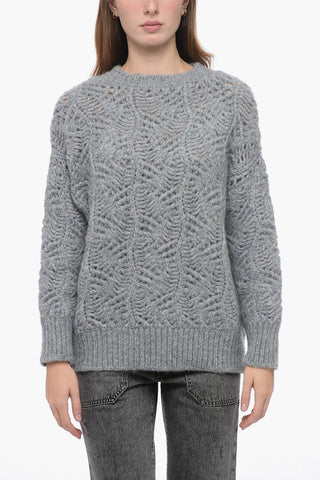 Fleecy Effect Pullover with Openwork Motif