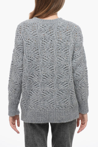 Fleecy Effect Pullover with Openwork Motif