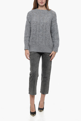 Fleecy Effect Pullover with Openwork Motif
