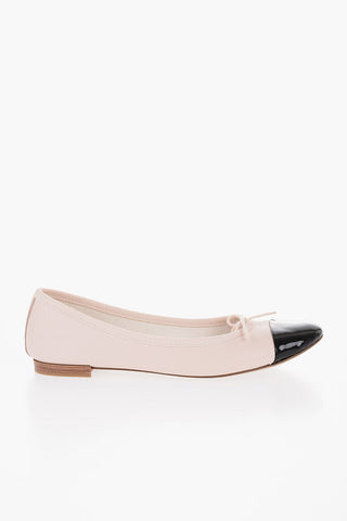 Leather FLORA Ballet Flats with Patent Toe